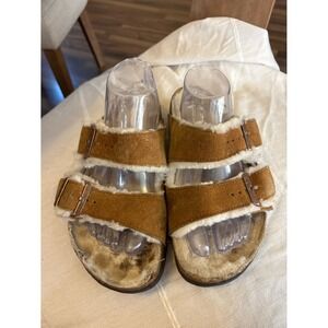 Birkenstock‎ Arizona Shearling-lined Suede Sandals